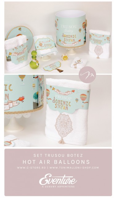 Trusou de botez cu broderie personalizata pentru baieti, Hot air Balloons 8